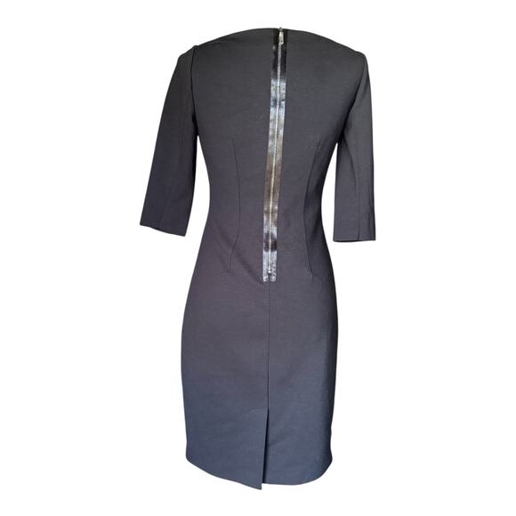 Elie Tahari Black Structured Sheath Dress 3/4 Sleeve Pencil Midi Classic Size 2 - Picture 3 of 13